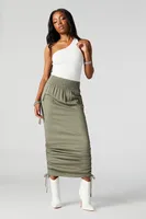 Drawstring Cargo Maxi Skirt