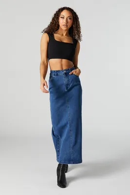 Dark Wash Denim Maxi Skirt