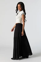 Tiered Slit Maxi Skirt