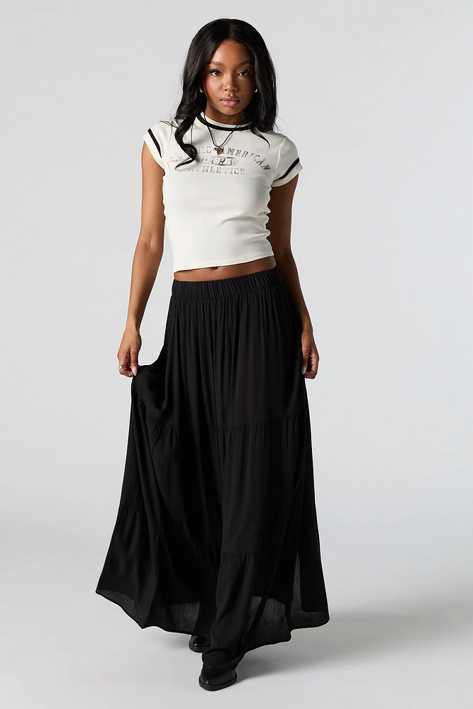 Tiered Slit Maxi Skirt