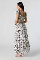 Tie Dye Print Tiered Maxi Skirt