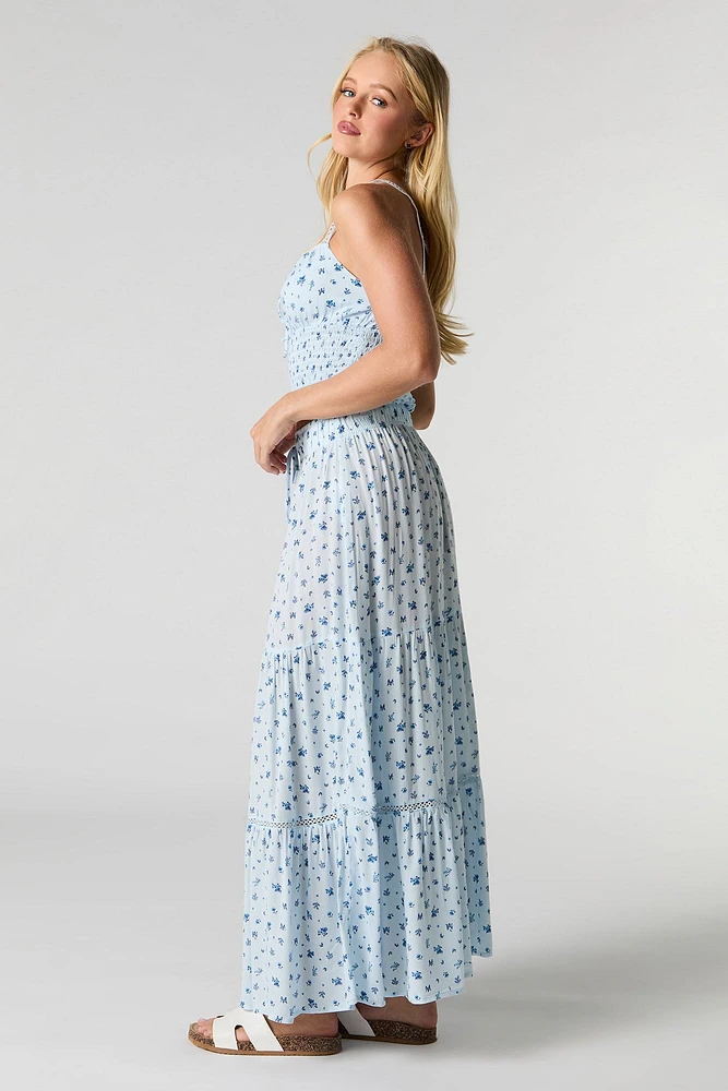 Drawstring Tiered Maxi Skirt