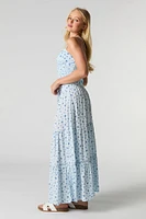 Drawstring Tiered Maxi Skirt