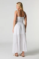 Drawstring Tiered Maxi Skirt