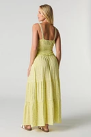 Drawstring Tiered Maxi Skirt