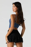 Textured Ruffled Mini Skort