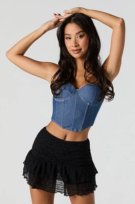 Textured Ruffled Mini Skort