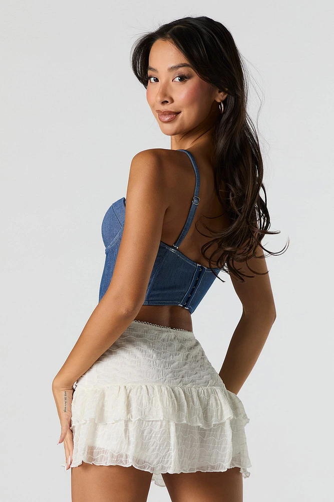 Textured Ruffled Mini Skort