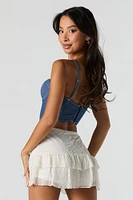 Textured Ruffled Mini Skort