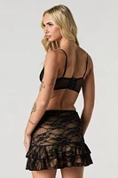 Lace Tiered Mini Skirt
