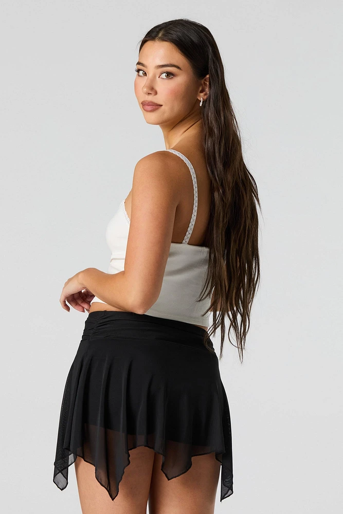 Minijupe-short asymétrique en filet