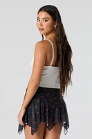 Mesh Asymmetrical Mini Skort
