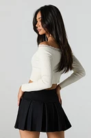 Solid Pleated Mini Skort