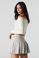 Solid Pleated Mini Skort
