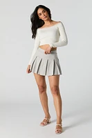 Solid Pleated Mini Skort