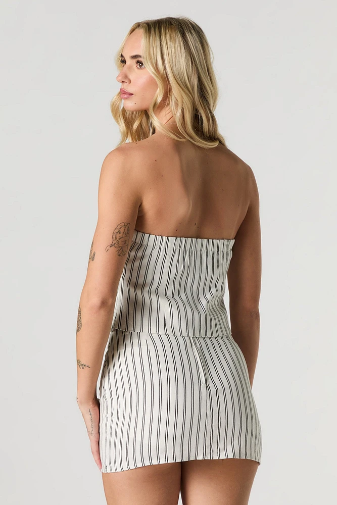Linen-Blend Mini Wrap Skort