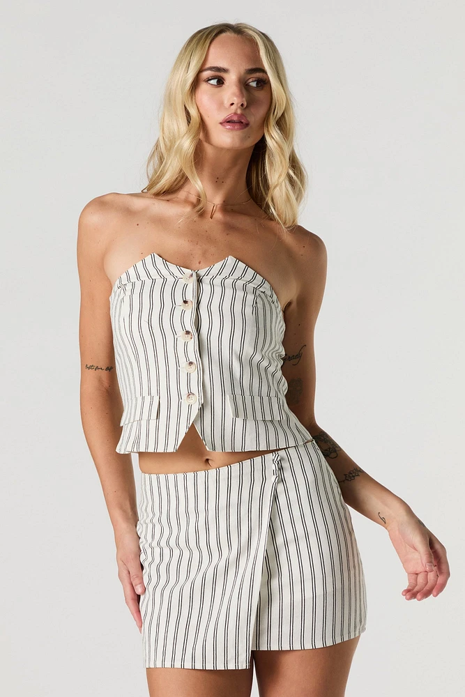 Linen-Blend Mini Wrap Skort