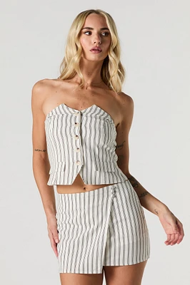 Linen-Blend Mini Wrap Skort