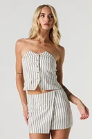 Linen-Blend Mini Wrap Skort