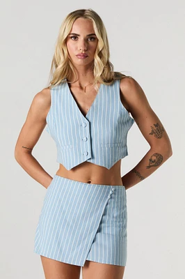 Linen-Blend Mini Wrap Skort