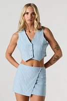 Linen-Blend Mini Wrap Skort