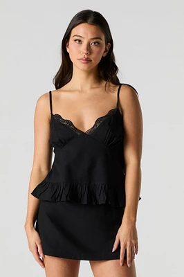 Minijupe-short en mélange de lin
