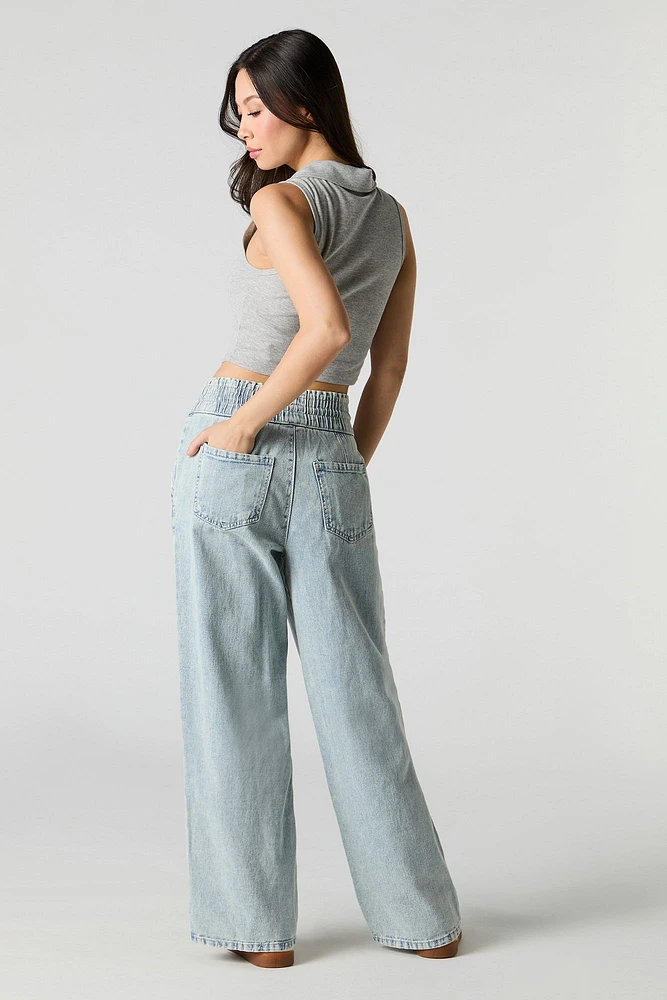 Drawstring Wide Leg Jean