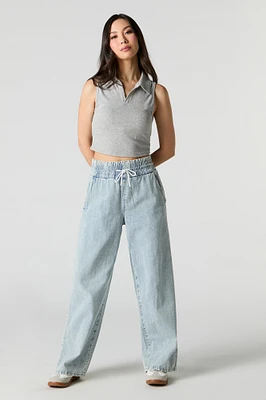 Drawstring Wide Leg Jean