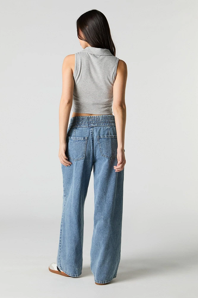 Drawstring Wide Leg Jean