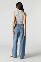 Drawstring Wide Leg Jean