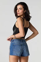 Rhinestone Fringe Denim Short