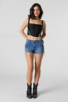 Rhinestone Fringe Denim Short