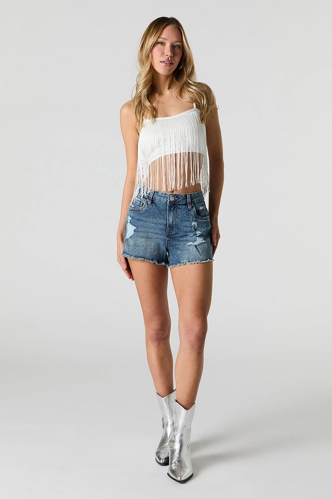 Stretch Distressed Denim Short