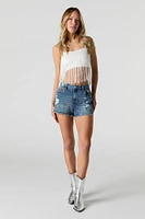 Stretch Distressed Denim Short