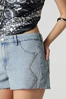 Studded Stretch Denim Short