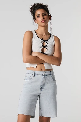 Stretch Distressed Denim Bermuda Short