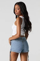 Side Tie Denim Cargo Short