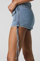 Side Tie Denim Cargo Short