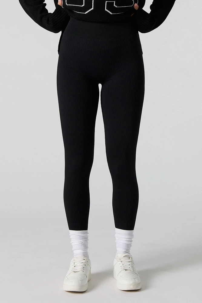 Legging en molleton côtelé