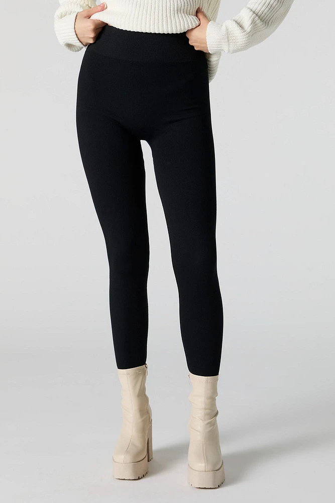 Ribbed Faux Fur Lined Legging