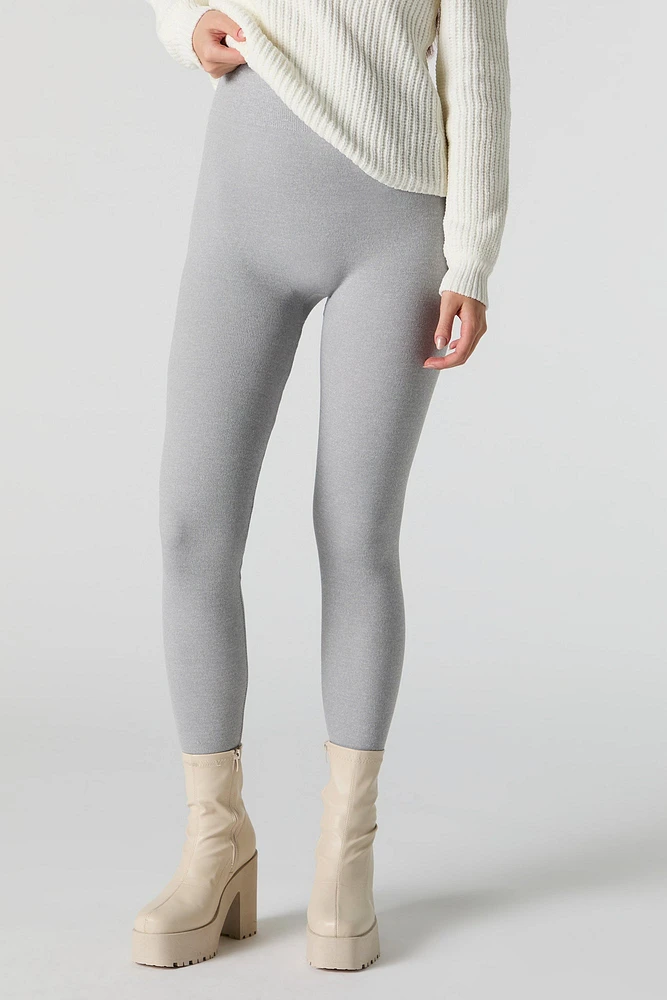 Legging côtelé doublé de similifourrure