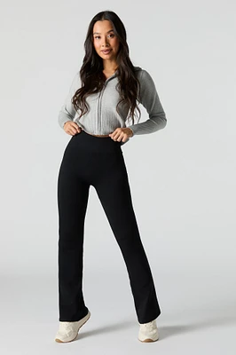 Ribbed Faux Fur Lined Flare Legging