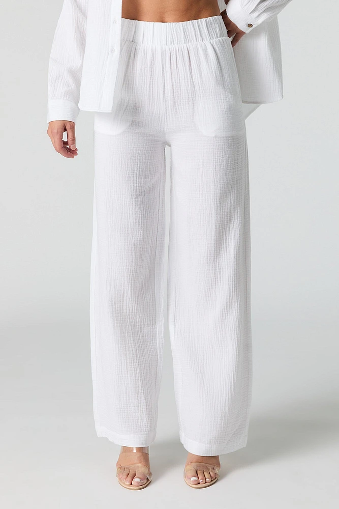 Pantalon à jambe large froissé