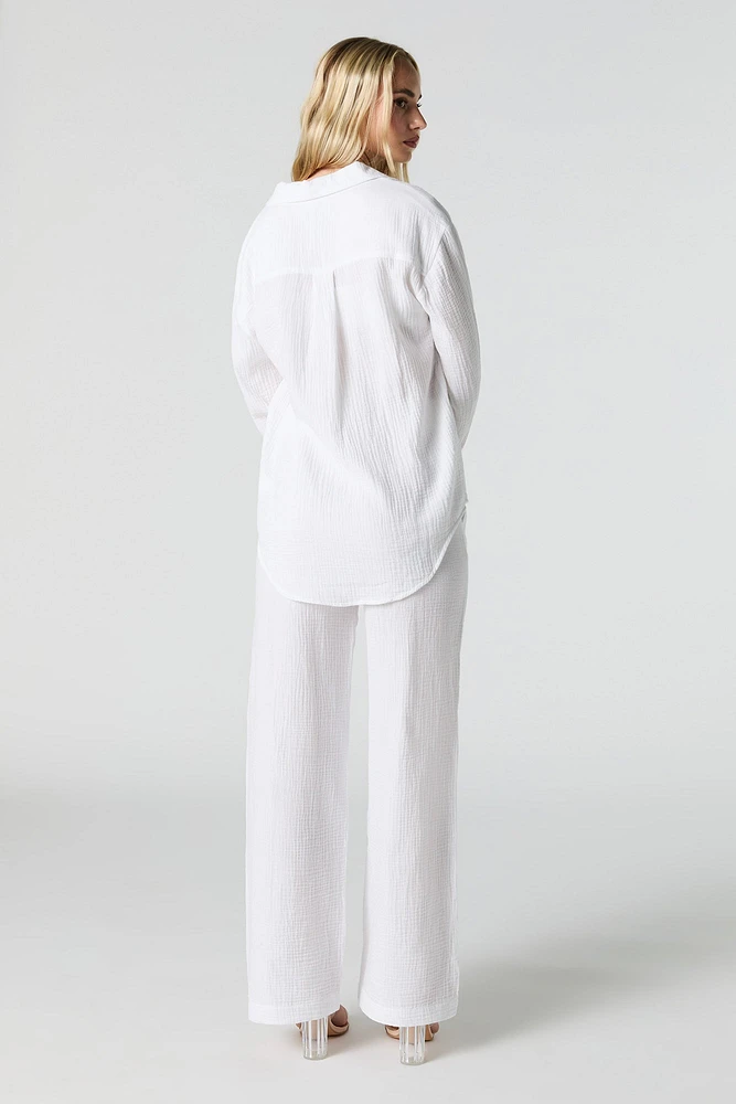 Pantalon à jambe large froissé