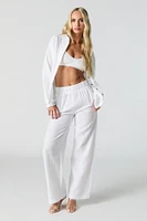 Pantalon à jambe large froissé