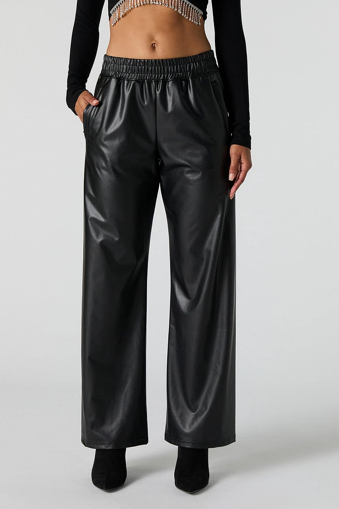 Faux Leather Wide Leg Pant