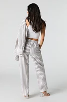 Poplin Striped Wide Leg Pant