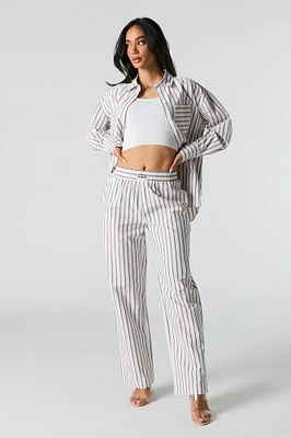 Poplin Striped Wide Leg Pant