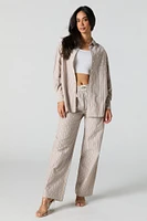 Poplin Striped Wide Leg Pant