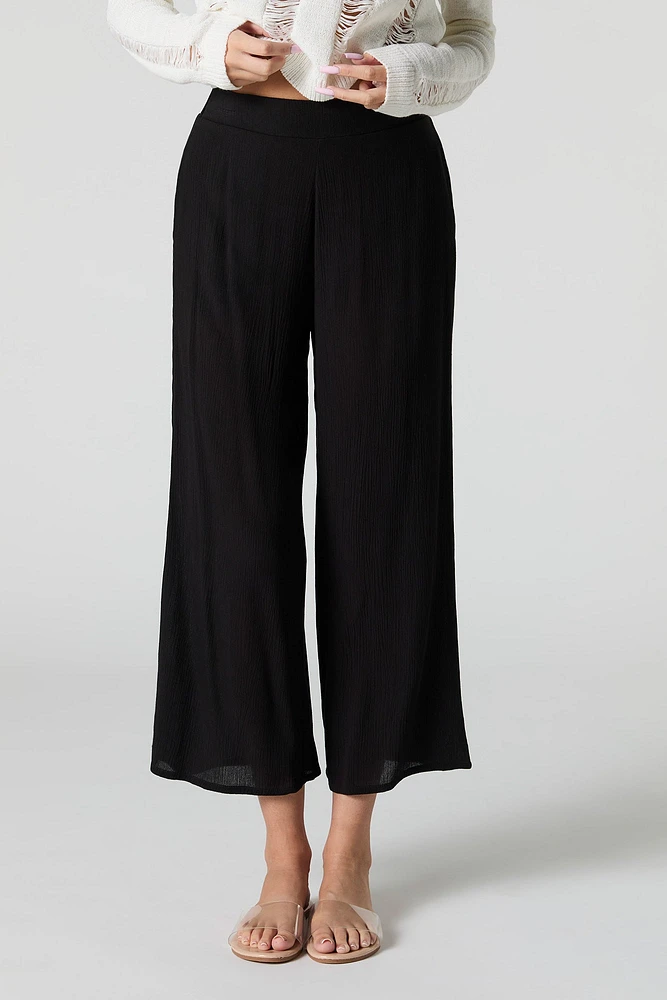 Textured Flowy Cropped Pant